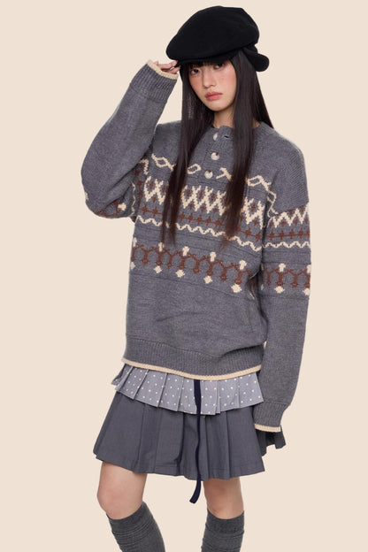 Autumn Vintage Knit Sweater Jacket