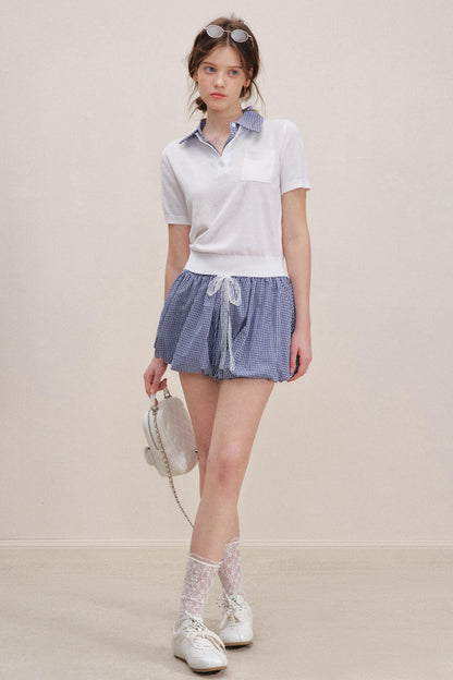 High-Waist Lace-Up Bubble Shorts