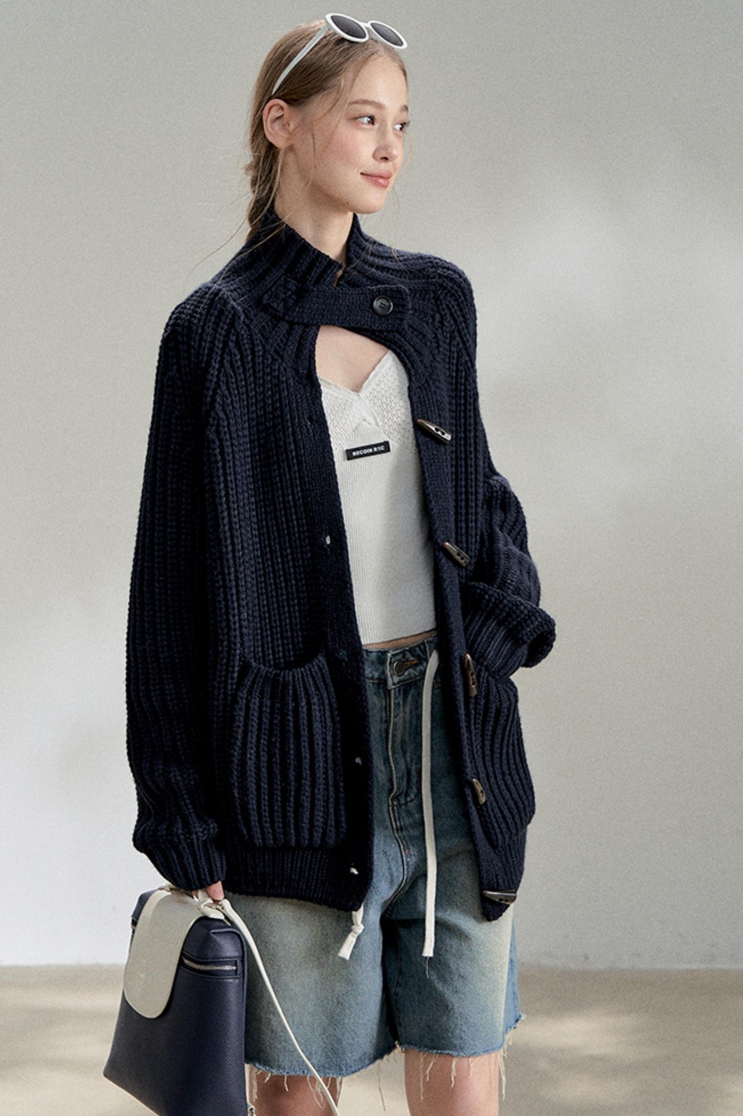 Lazy Black Knitted Cardigan