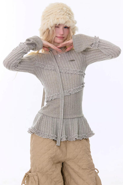 Retro Ruffled Knit Top