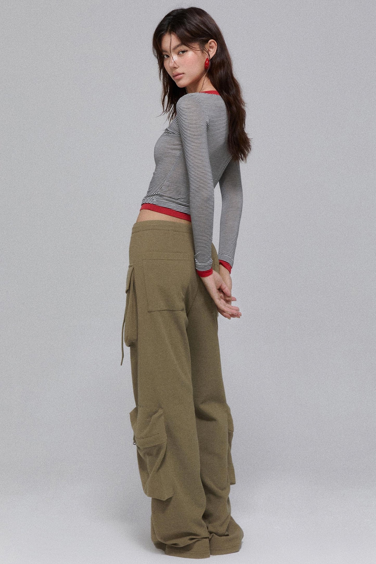 Cropped Stripe Henley Shirt