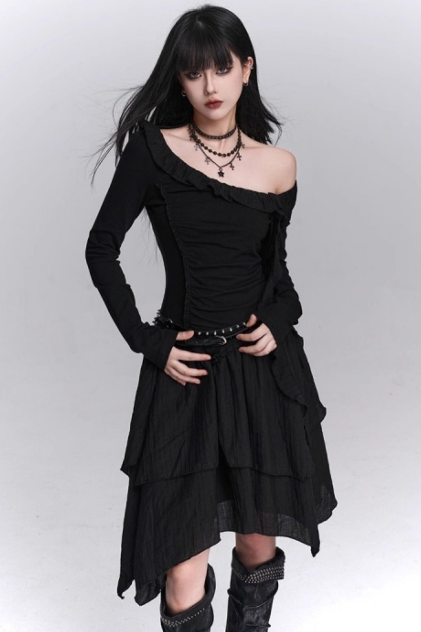 Cinched-Waist Autumn Dress