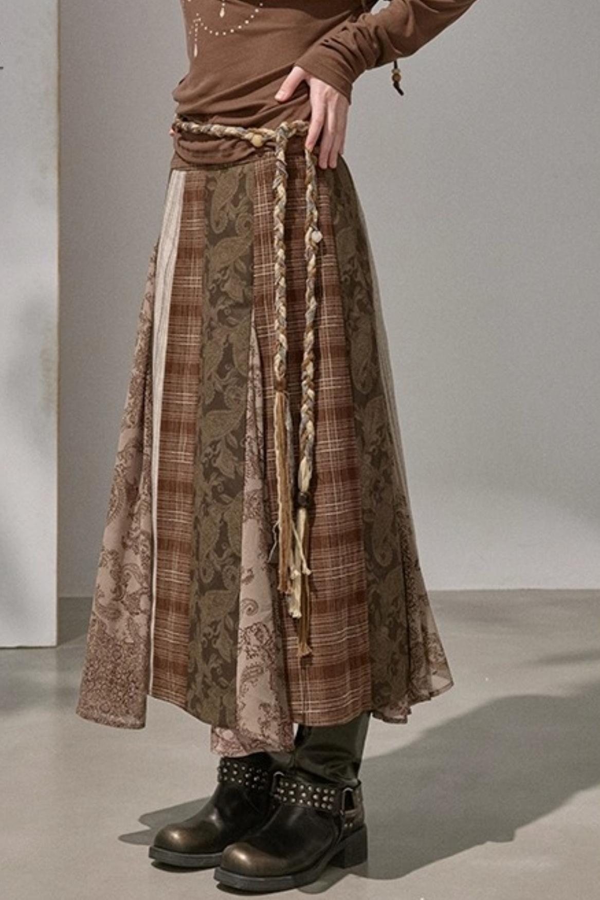 Vintage Floral Deconstructivism Midi Skirt