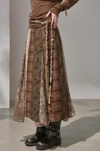 Vintage Floral Deconstructivism Midi Skirt