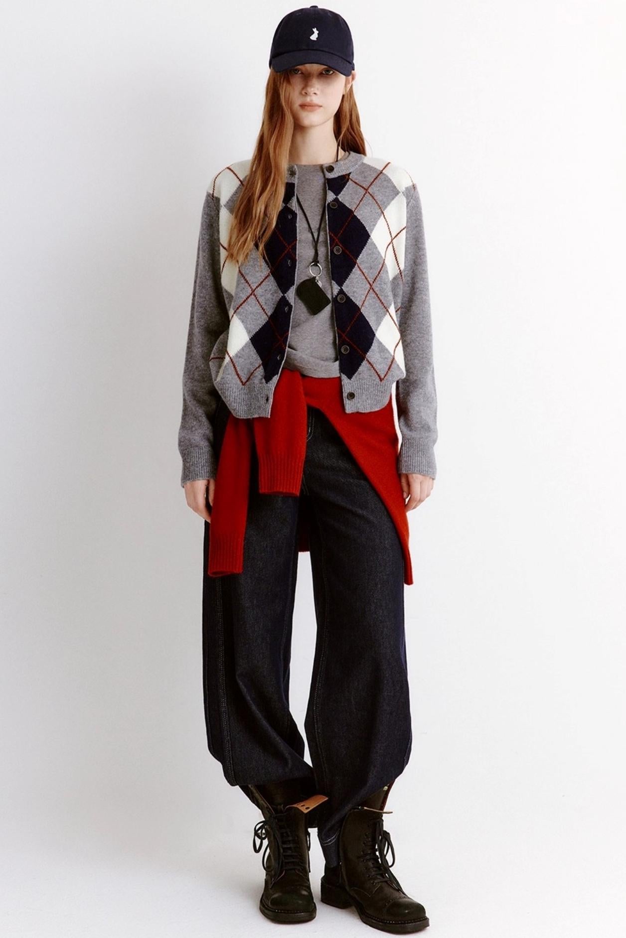 Velvet Diamond Crew Neck Cardigan