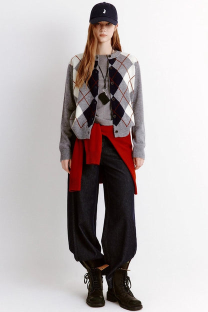 Velvet Diamond Crew Neck Cardigan