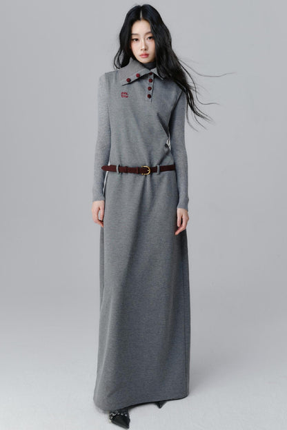 Gray Dream Polo Neck Dress Set-Up