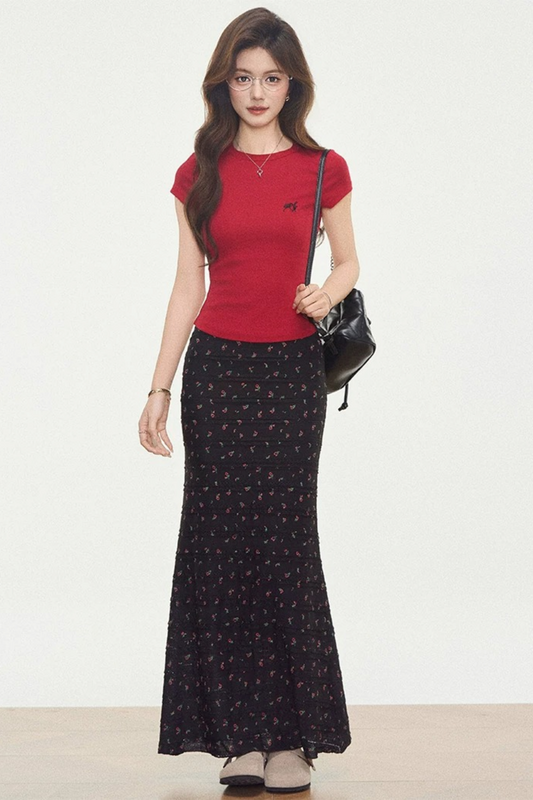 Flutter Sleeve Floral Mermaid Skirt Set-Up