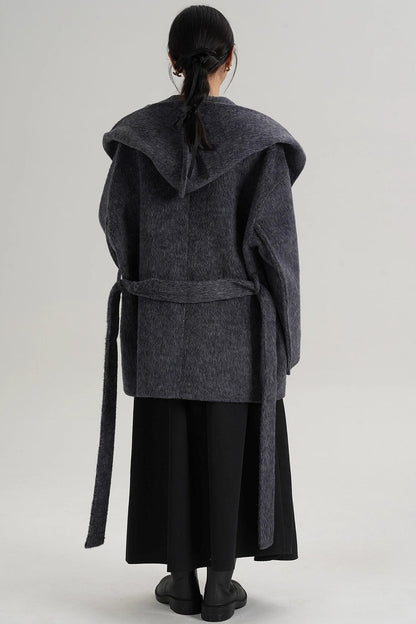 Autumn Hooded Woolen Coat
