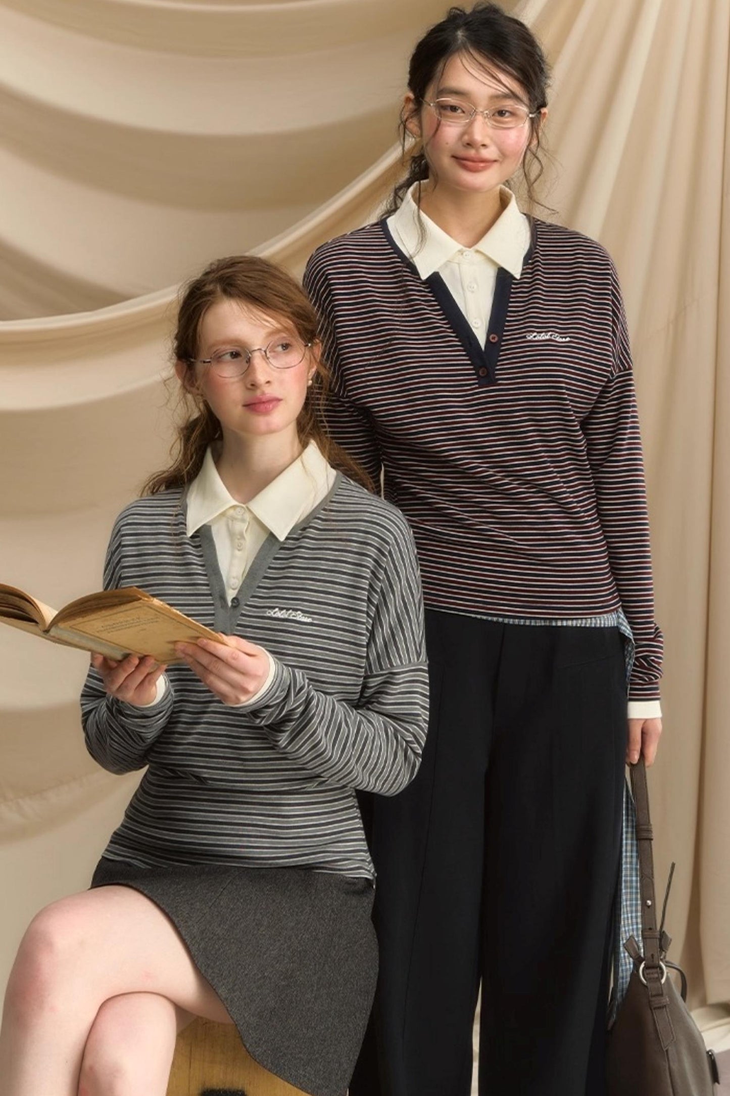 High-Intelligence Striped Long-Sleeved T-Shirt