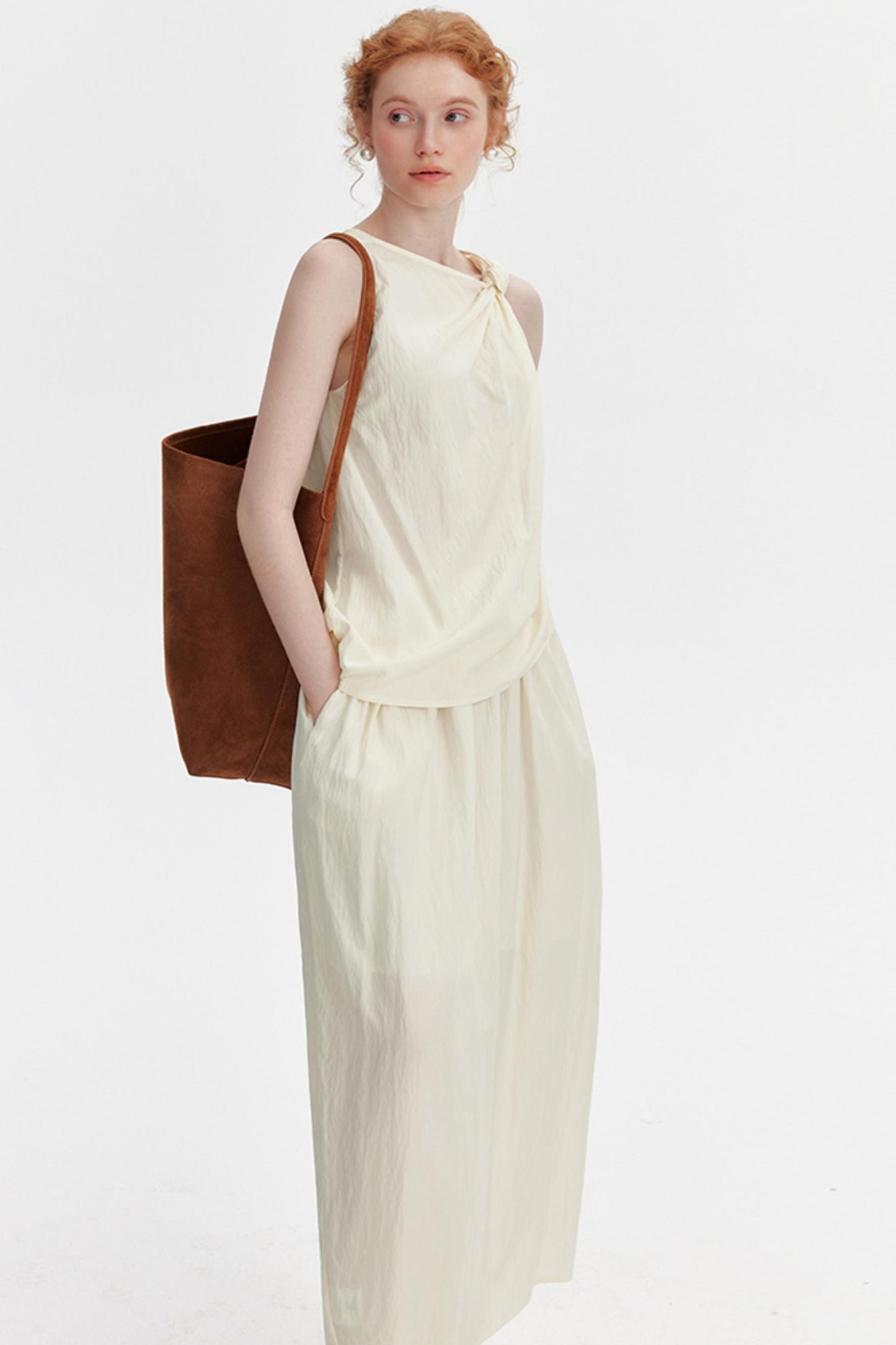 Textured Knot Vest & Skirt Set