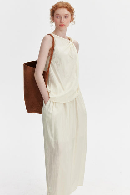 Textured Knot Vest & Skirt Set