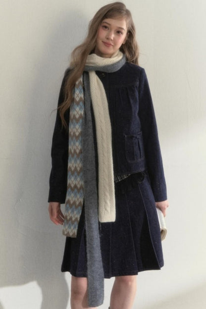 Retro Knitted Long Strip Scarf