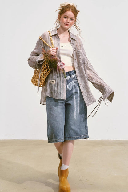 Summer Wide-Leg Denim Pants