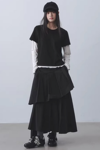 Double-Layered Pleated Skirt