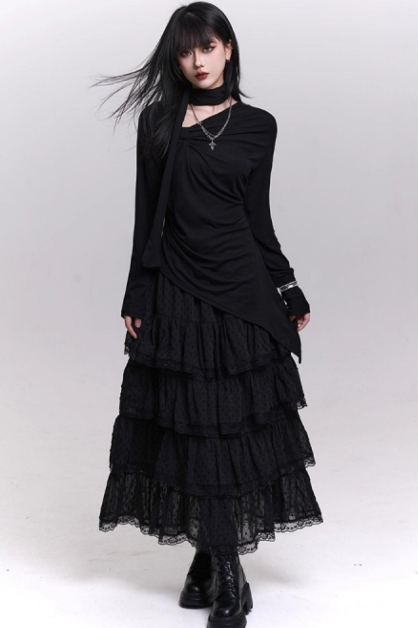 A-Line Chiffon Mesh Skirt