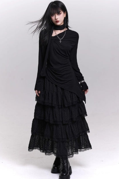 A-Line Chiffon Mesh Skirt