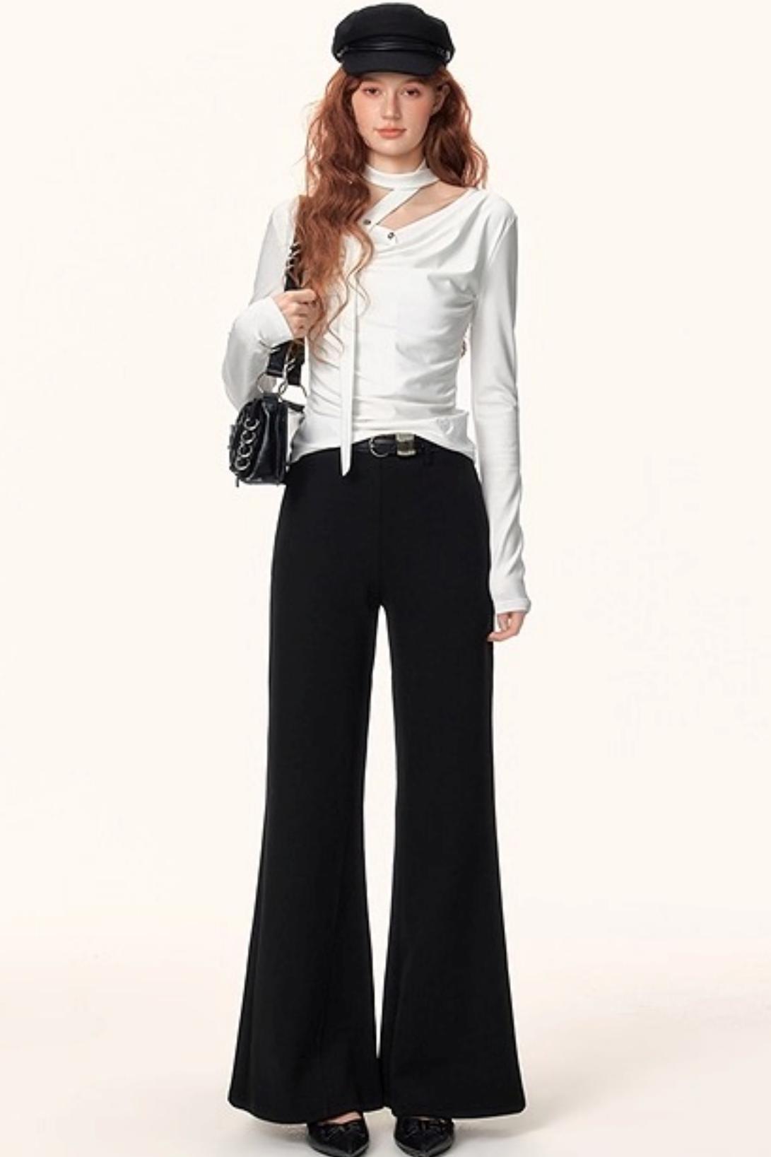 Black Knit Flared Pants