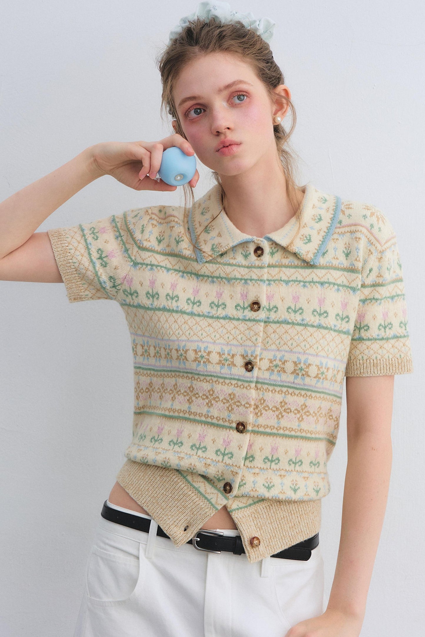 Wool Blend Fair Isle Top