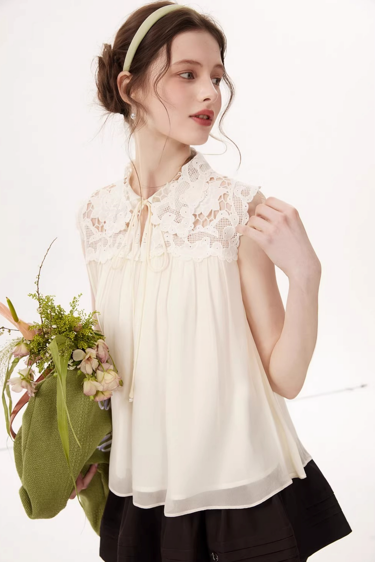 Hollow Embroidery Lace Top