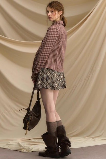 Relaxed Diagonal Plaid Shirt