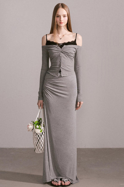 Luxury Grey Lace Top