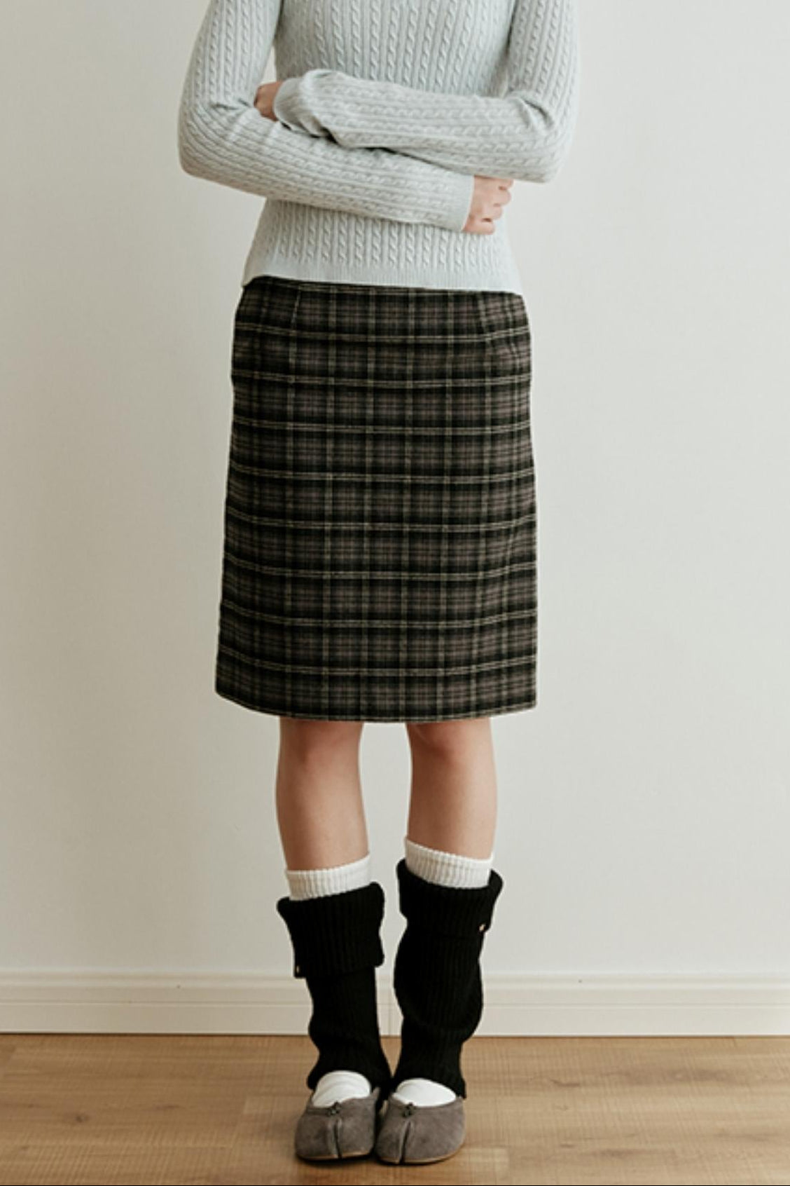 Retro Bias-Cut Plaid Skirt
