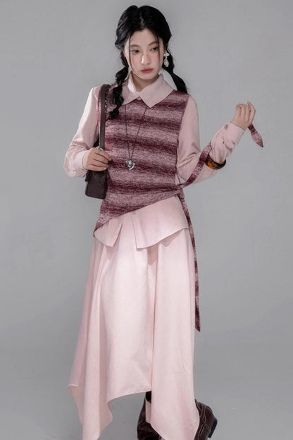 Berry Purple Chimney Collar Shirt Set-Up