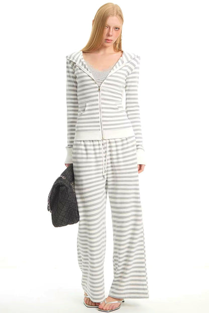 Retro Striped Hooded Top Set-Up
