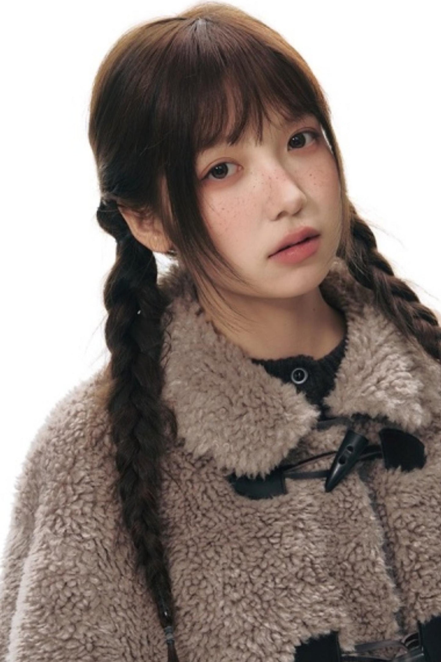 Lamb Wool Horn Button Jacket Set