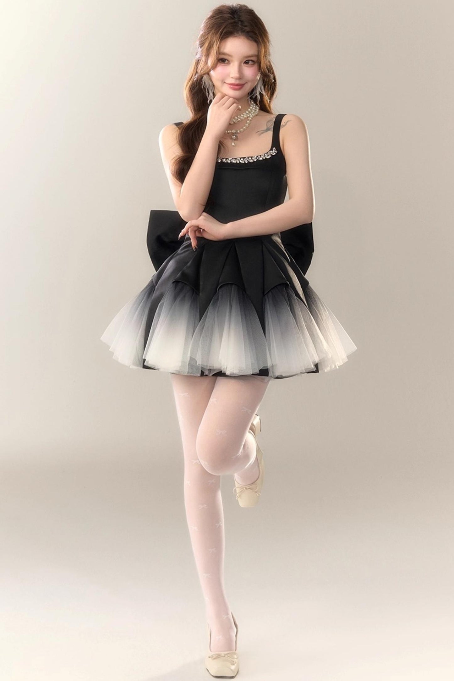 Swan Dance Mesh Panelled Slip Dress