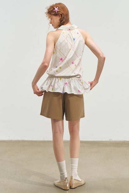 Printed Tie Neck Blouse