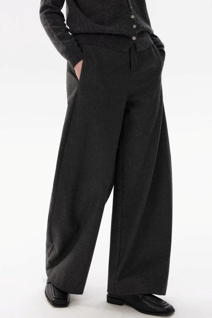 Gray Woolen Drape Trousers