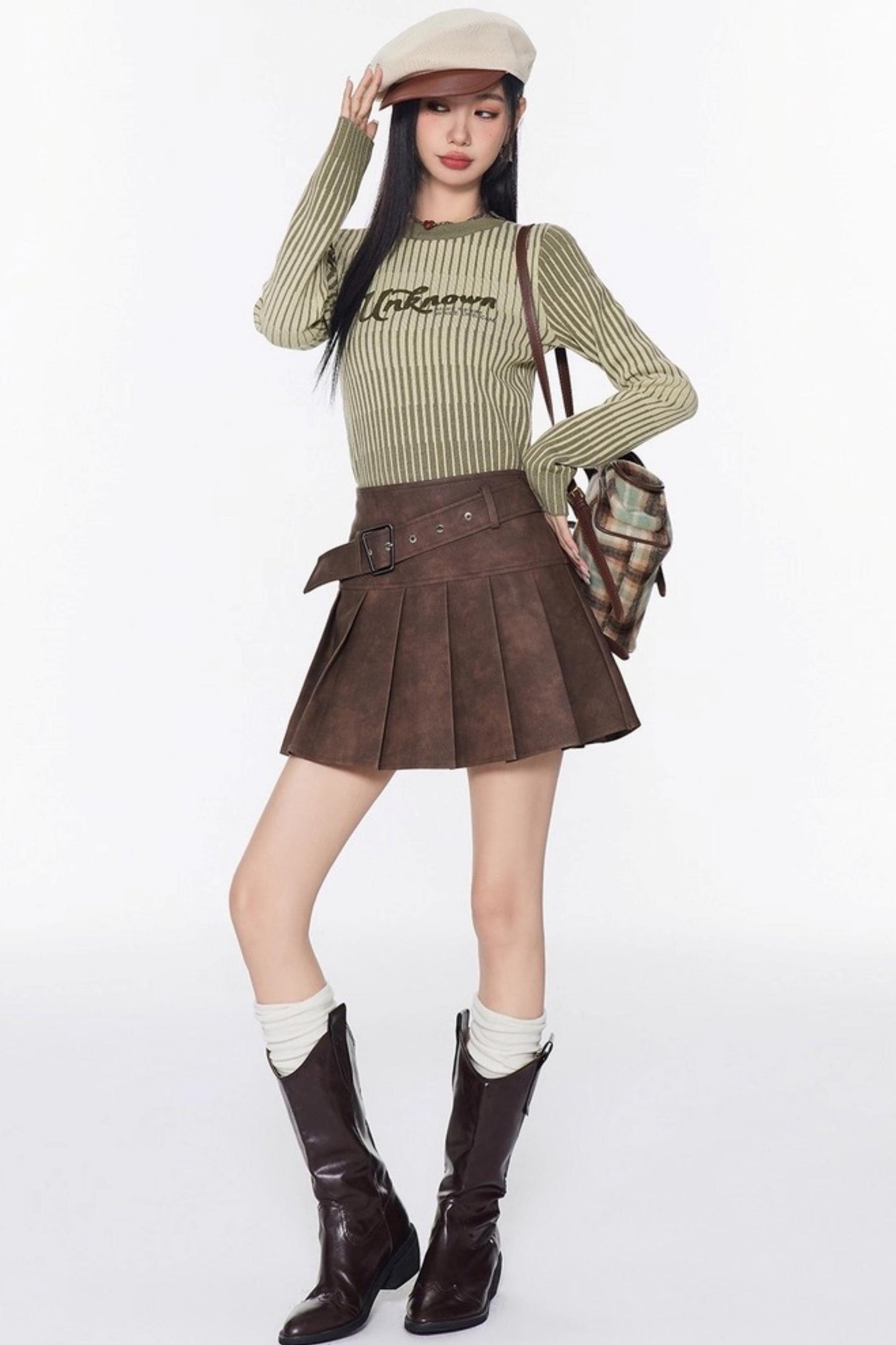 Stripe Slimming Knit Top