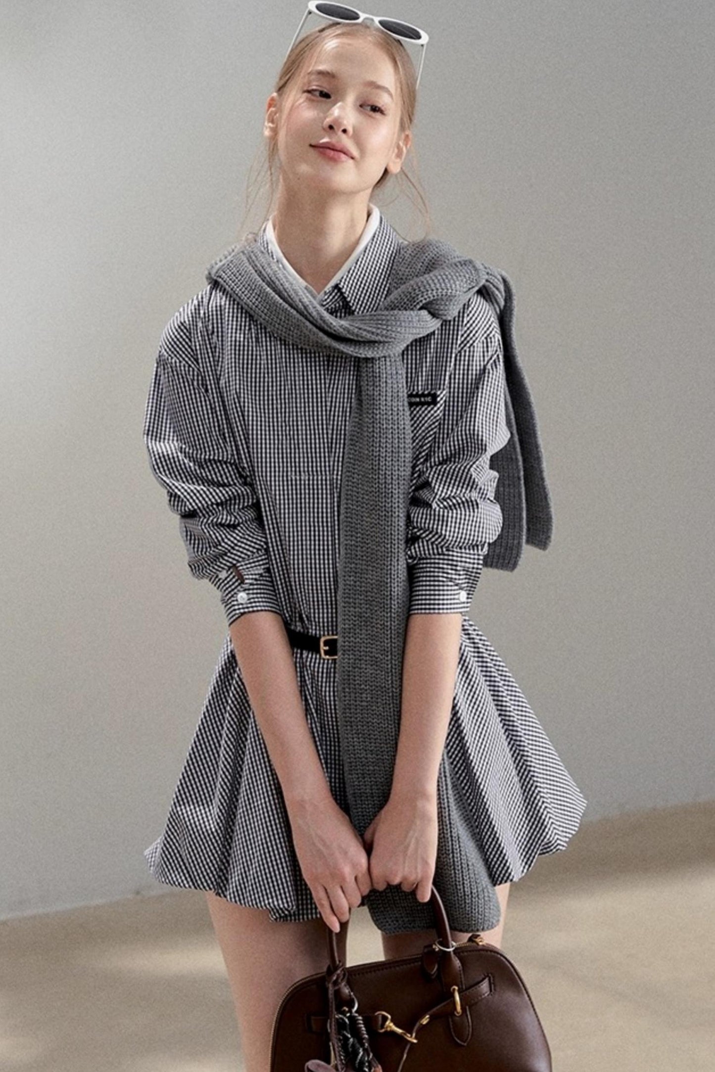 Sweater Shawl Plaid Shirt Dress