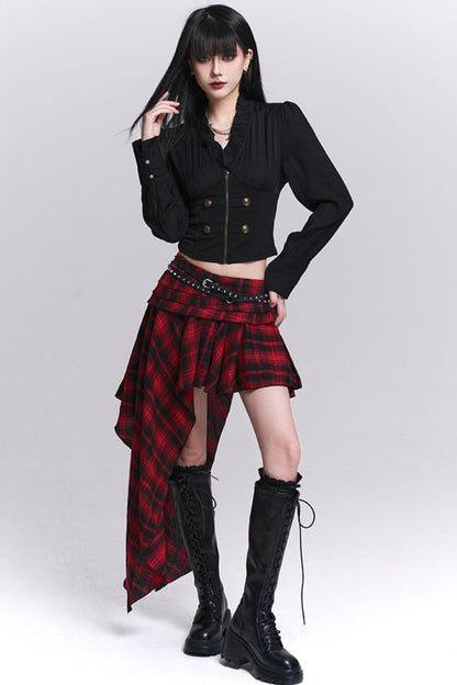 Black Ruffled Short Shirt