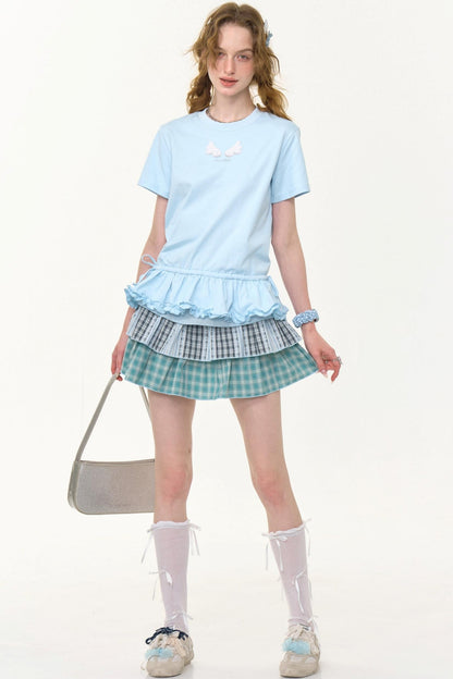 Retro Plaid High-Waisted Skirt