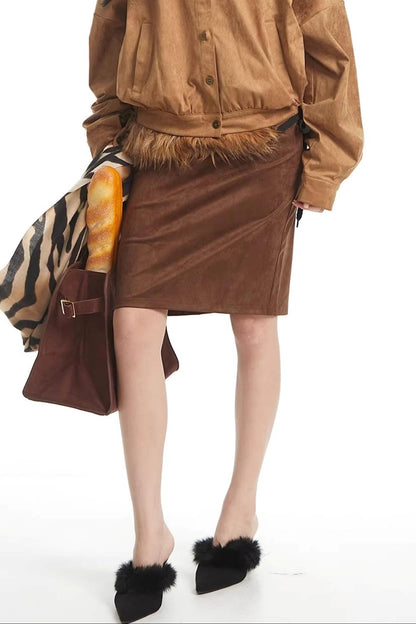 Korean Suede Retro Jacket Set-Up