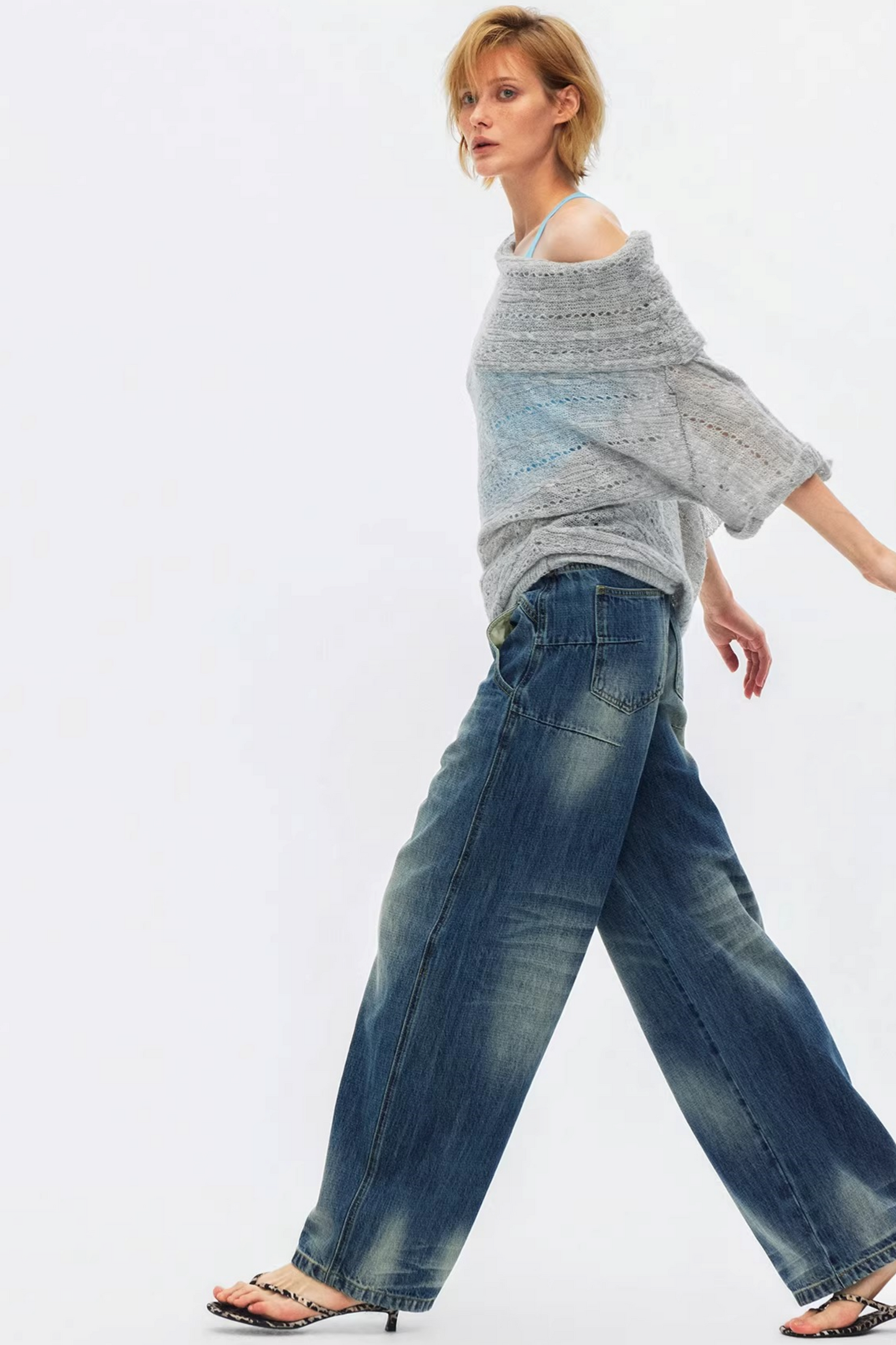 One-Shoulder Hollow Knit Sweater