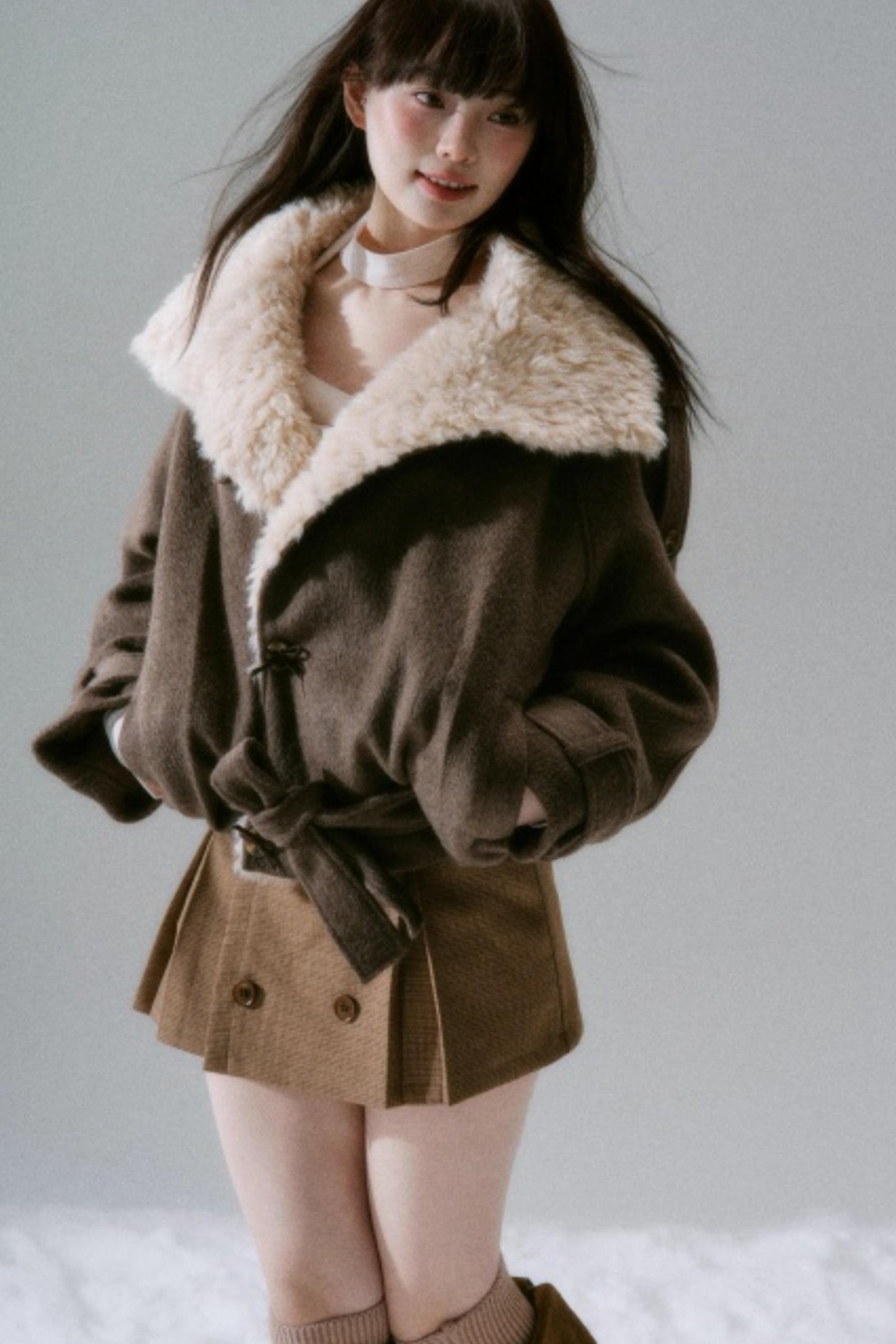Romance Woolen Fur Collar Coat