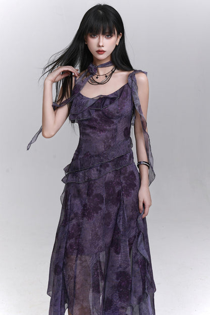 Purple Halter Summer Dress