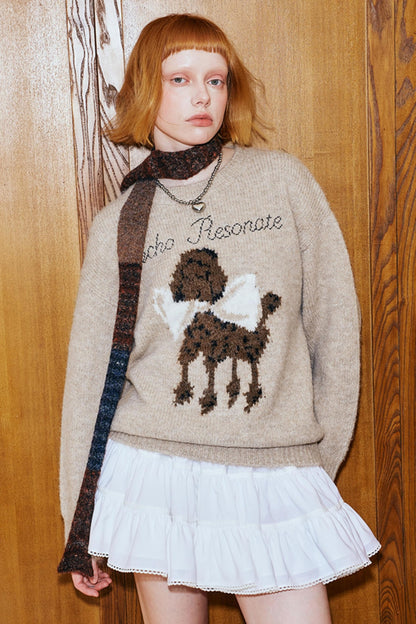 Dog Embroidery Knitted Sweater