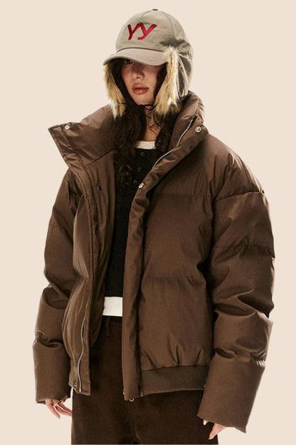 Retro Kurze Puffer-Baumwolljacke 