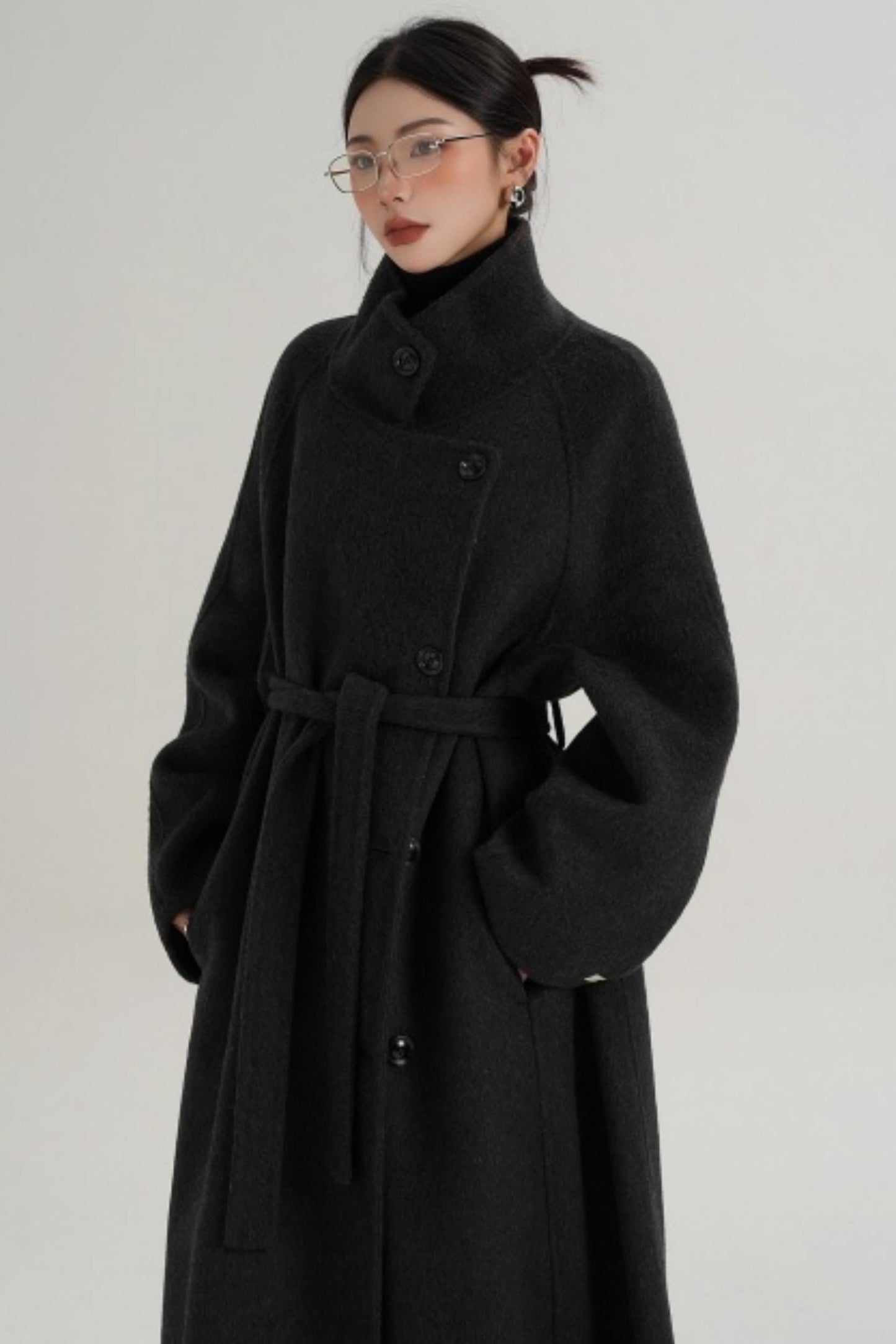 Elegant Charcoal Wool Coat
