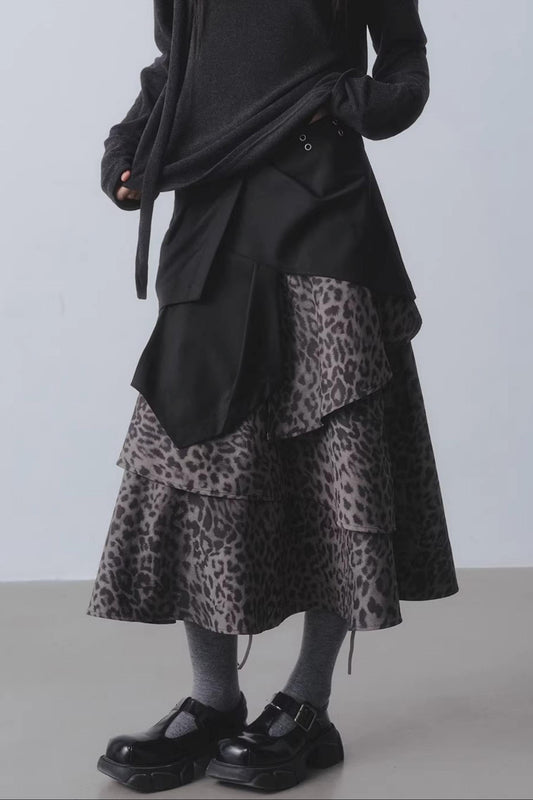 Midnight Forest Leopard Skirt