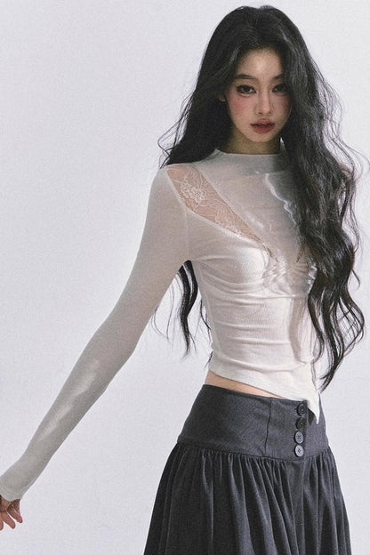 Lace Pure Desire Sexy Knitted T-Shirt