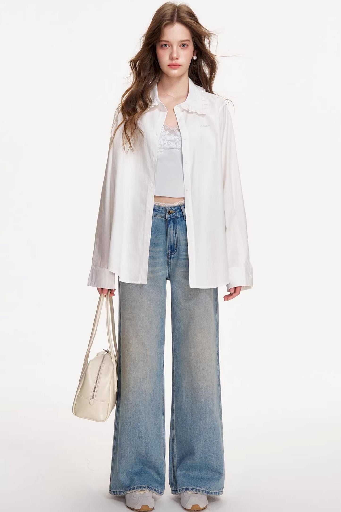 Cotton Lace Embroidered Shirt