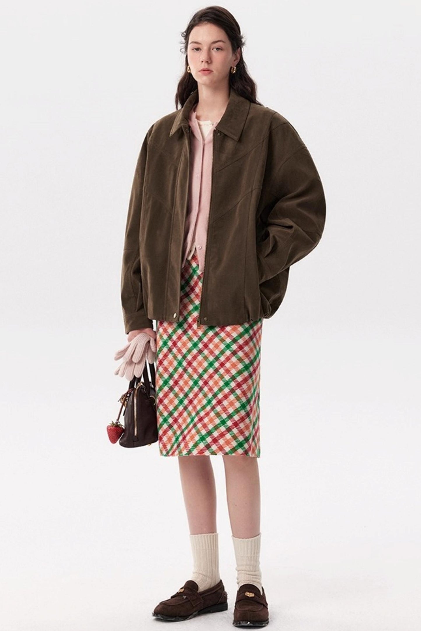 Muffin Cocoa Suede Lapel Jacket