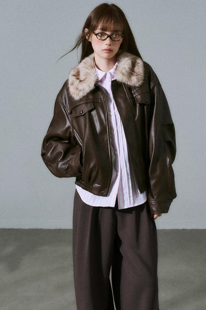 Lazy Silhouette Vintage Biker Jacket