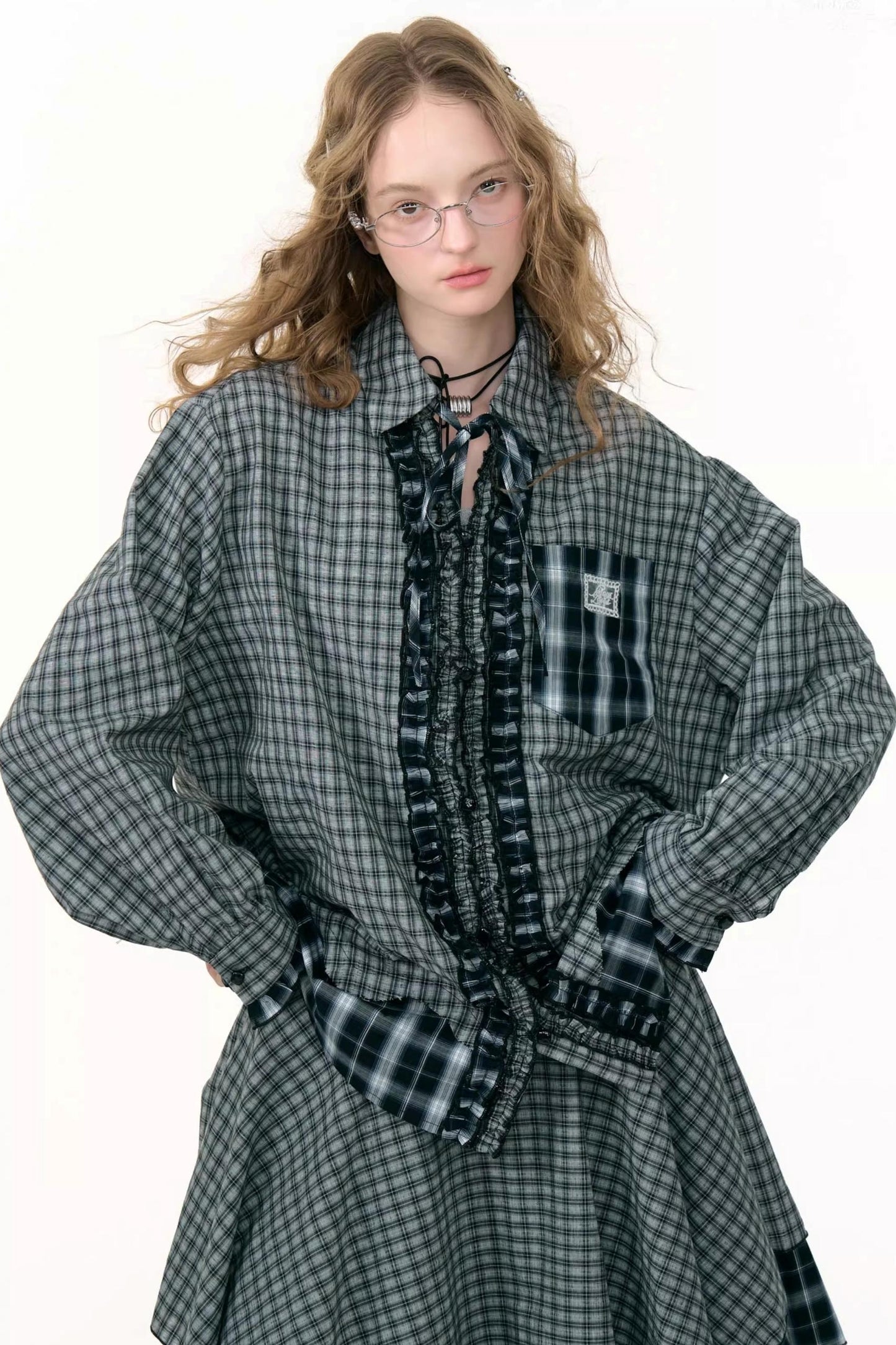 Retro Plaid Long-Sleeved Shirt